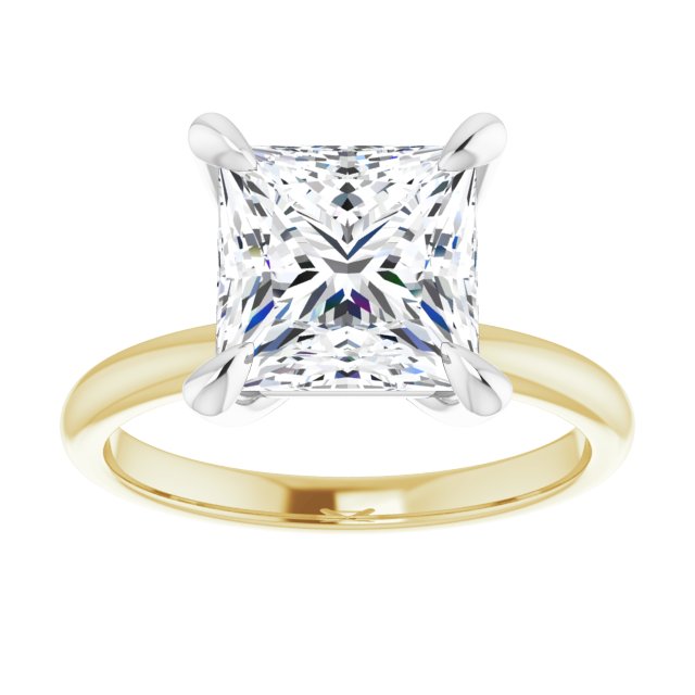 14K yellow/white gold 3CT Square Claw-Prong Diamond Solitaire Engagement Ring/white-gold/white-gold variant--Square variant--2CT variant--14K-yellow/white-gold