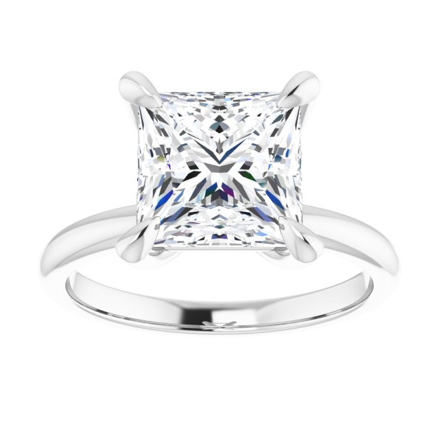 14K white gold 3CT Square Claw-Prong Diamond Solitaire Engagement Ring variant--Square variant--2CT variant--14K-white-gold