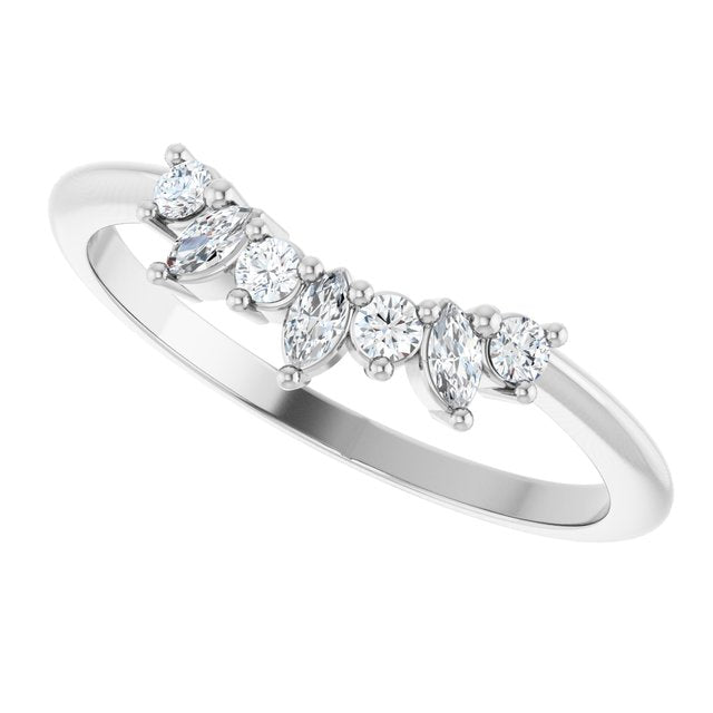 Curved diamond band in platinum variant--14K-white-gold variant--Diamond-Lab variant--Diamond-Nat variant--Platinum