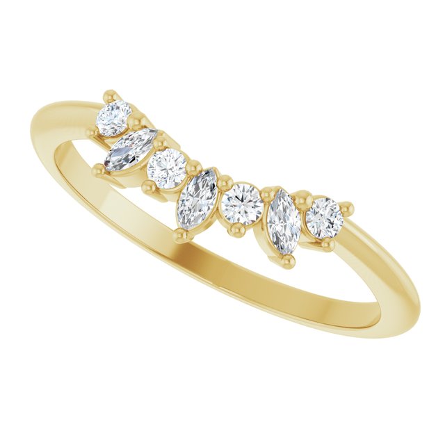 Yellow Gold Curved Wedding Ring variant--14K-yellow-gold variant--Diamond-Lab variant--Diamond-Nat