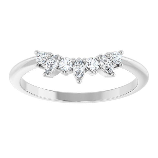 White Gold Curved Diamond Ring variant--14K-white-gold variant--Diamond-Lab variant--Diamond-Nat variant--Platinum