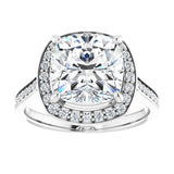 14K white gold 4CT Cushion Diamond Halo Engagement Ring variant--Cushion variant--4CT variant--14K-rose-gold