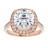 14K rose gold 4CT Cushion Diamond Halo Engagement Ring variant--Emerald variant--1CT variant--14K-yellow-gold