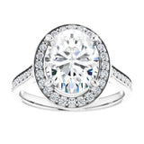 14K white gold 3CT Oval Diamond Halo Engagement Ring variant--Oval variant--3CT variant--14K-rose-gold