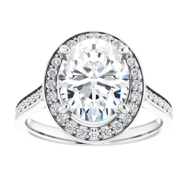 14K white gold 3CT Oval Diamond Halo Engagement Ring variant--Oval variant--3CT variant--14K-rose-gold