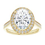 14K yellow gold 3CT Oval Diamond Halo Engagement Ring variant--Oval variant--3CT variant--14K-rose-gold