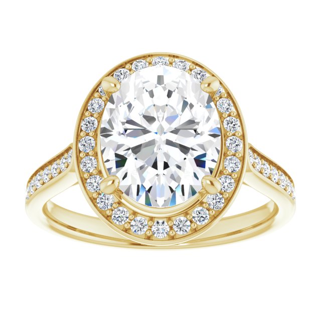 14K yellow gold 3CT Oval Diamond Halo Engagement Ring variant--Oval variant--3CT variant--14K-rose-gold