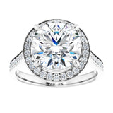 14K white gold 3CT Round Diamond Halo Engagement Ring variant--Round variant--2CT variant--14K-yellow-gold