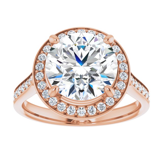 14K rose gold 3CT Round Diamond Halo Engagement Ring variant--Round variant--3CT variant--14K-white-gold
