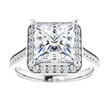 14K white gold 3CT Square Diamond Halo Engagement Ring variant--Square variant--2CT variant--14K-yellow-gold