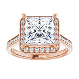 14K rose gold 3CT Square Diamond Halo Engagement Ring variant--Square variant--3CT variant--14K-white-gold