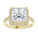 14K yellow gold 3CT Square Diamond Halo Engagement Ring variant--Square variant--2CT variant--14K-rose-gold