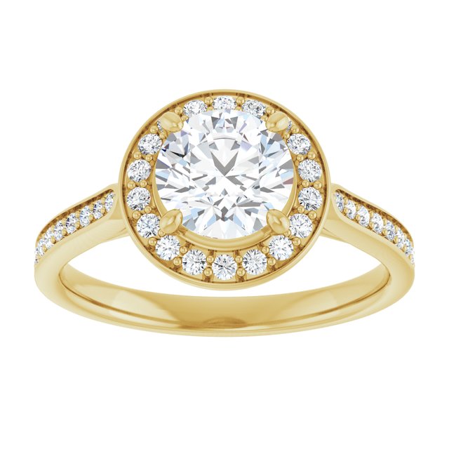 14K yellow gold 1CT Round Diamond Halo Engagement Ring variant--Oval variant--3CT variant--14K-rose-gold