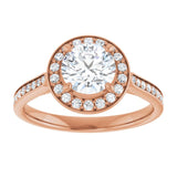 14K rose gold 1CT Round Diamond Halo Engagement Ring variant--Round variant--1CT variant--14K-white-gold