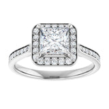 14K white gold 1CT Square Diamond Halo Engagement Ring variant--Round variant--4CT variant--14K-yellow-gold