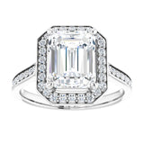 14K white gold 3CT Emerald Diamond Halo Engagement Ring variant--Emerald variant--3CT variant--14K-rose-gold
