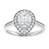 14K white gold 2CT Pear Diamond Halo Engagement Ring variant--Pear variant--2CT variant--14K-rose-gold