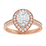 14K rose gold 2CT Pear Diamond Halo Engagement Ring variant--Pear variant--3CT variant--14K-yellow-gold