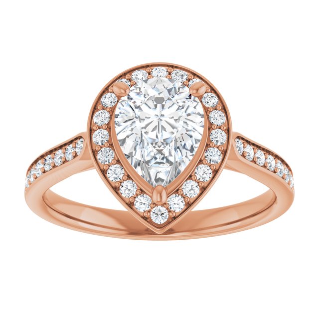 14K rose gold 2CT Pear Diamond Halo Engagement Ring variant--Pear variant--3CT variant--14K-yellow-gold