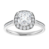 14K white gold 1CT Cushion Diamond Halo Engagement Ring variant--Cushion variant--1CT variant--14K-rose-gold