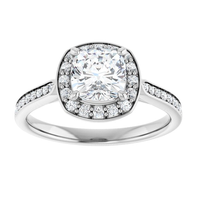 14K white gold 1CT Cushion Diamond Halo Engagement Ring variant--Cushion variant--1CT variant--14K-rose-gold