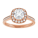 14K rose gold 1CT Cushion Diamond Halo Engagement Ring variant--Cushion variant--2CT variant--14K-yellow-gold