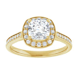 14K yellow gold 1CT Cushion Diamond Halo Engagement Ring variant--Cushion variant--2CT variant--14K-white-gold
