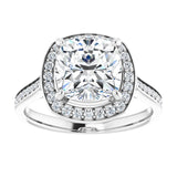 14K white gold 3CT Cushion Diamond Halo Engagement Ring variant--Cushion variant--3CT variant--14K-rose-gold