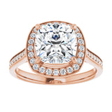 14K rose gold 3CT Cushion Diamond Halo Engagement Ring variant--Cushion variant--4CT variant--14K-yellow-gold