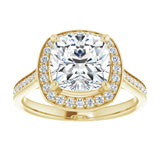 14K yellow gold 3CT Cushion Diamond Halo Engagement Ring variant--Cushion variant--4CT variant--14K-white-gold
