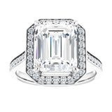 14K white gold 4CT Emerald Diamond Halo Engagement Ring variant--Emerald variant--4CT variant--14K-rose-gold
