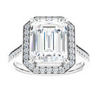 14K white gold 4 CT Emerald Diamond Halo Engagement Ring     