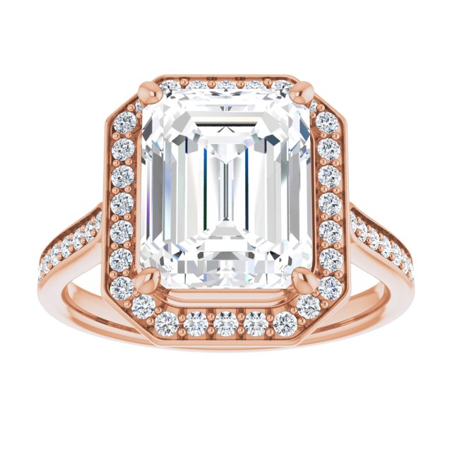 14K rose gold 4CT Emerald Diamond Halo Engagement Ring variant--Marquise variant--1CT variant--14K-yellow-gold