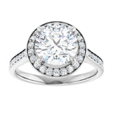 14K white gold 2CT Round Diamond Halo Engagement Ring variant--Round variant--1CT variant--14K-yellow-gold