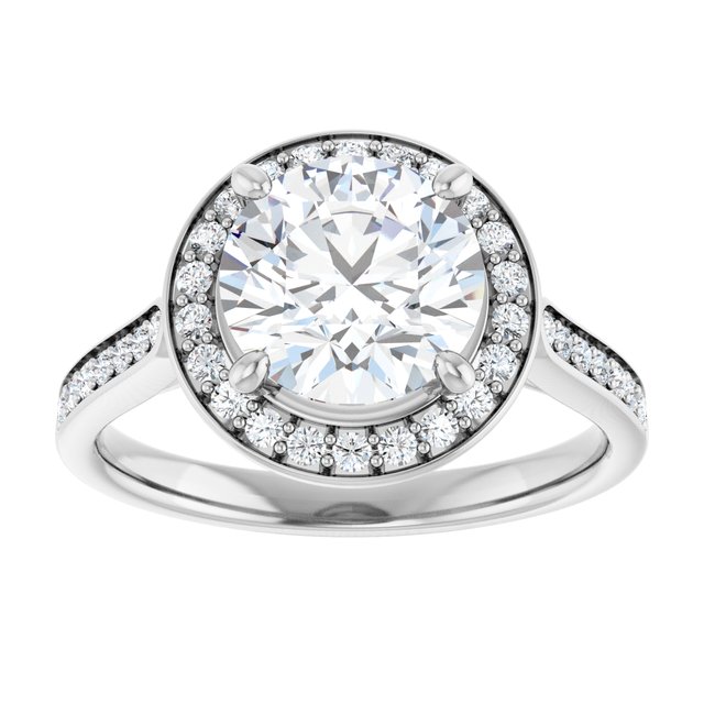 14K white gold 2CT Round Diamond Halo Engagement Ring variant--Round variant--1CT variant--14K-yellow-gold