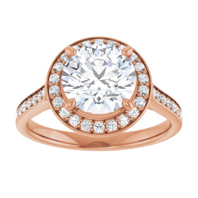 14K rose gold 2CT Round Diamond Halo Engagement Ring variant--Round variant--2CT variant--14K-white-gold