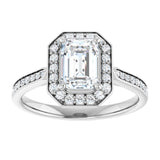 14K white gold 1CT Emerald Diamond Halo Engagement Ring variant--Emerald variant--1CT variant--14K-rose-gold