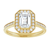 14K yellow gold 1CT Emerald Diamond Halo Engagement Ring variant--Emerald variant--2CT variant--14K-white-gold