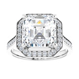 14K white gold 4CT Asscher Diamond Halo Engagement Ring variant--Asscher variant--4CT variant--14K-rose-gold