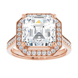14K rose gold 4CT Asscher Diamond Halo Engagement Ring variant--Cushion variant--1CT variant--14K-yellow-gold