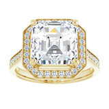 14K yellow gold 4CT Asscher Diamond Halo Engagement Ring variant--Cushion variant--1CT variant--14K-white-gold