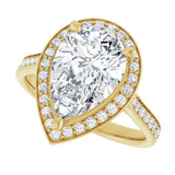 Yellow gold halo engagement ring with round accent diamonds variant--Pear variant--3CT variant--14K-yellow-gold