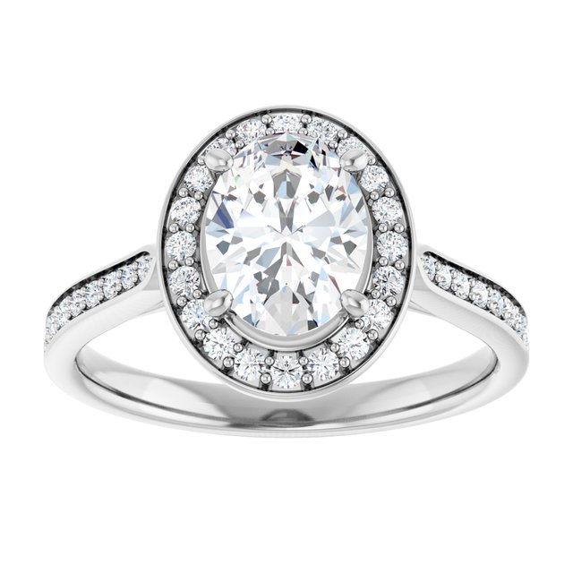 14K white gold 1CT Oval Diamond Halo Engagement Ring variant--Oval variant--1CT variant--14K-rose-gold