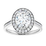 14K white gold 2CT Oval Diamond Halo Engagement Ring variant--Oval variant--2CT variant--14K-rose-gold