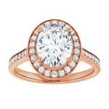 14K rose gold 2CT Oval Diamond Halo Engagement Ring variant--Oval variant--3CT variant--14K-yellow-gold