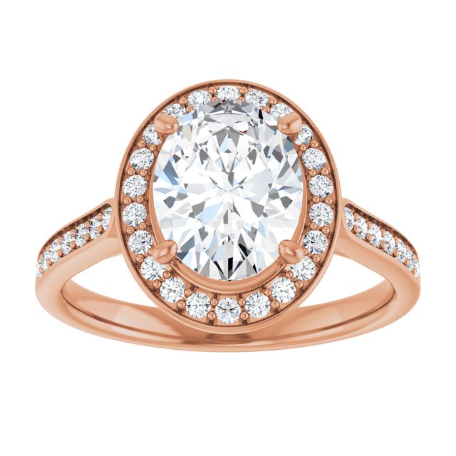 14K rose gold 2CT Oval Diamond Halo Engagement Ring variant--Oval variant--3CT variant--14K-yellow-gold