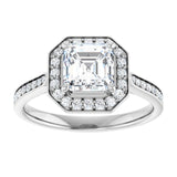 14K white gold 1CT Asscher Diamond Halo Engagement Ring variant--Asscher variant--1CT variant--14K-rose-gold