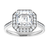 14K white gold 2CT Asscher Diamond Halo Engagement Ring variant--Asscher variant--2CT variant--14K-rose-gold