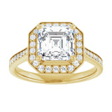 14K yellow gold 2CT Asscher Diamond Halo Engagement Ring variant--Asscher variant--3CT variant--14K-white-gold