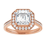 14K rose gold 2CT Asscher Diamond Halo Engagement Ring variant--Asscher variant--3CT variant--14K-yellow-gold